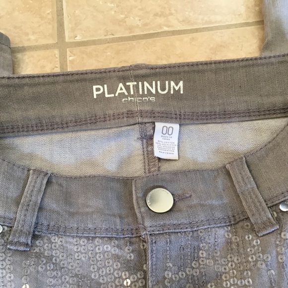 Chico’s Platinum Denim Sequin Frost slim-leg jean - Picture 5 of 8